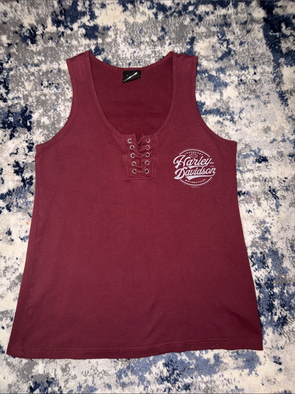 Harley-Davidson Athens Ohio Lace Up Tank Top Burgundy Women’s Medium